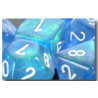 Borealis Sky Blue/white 16mm d6 (12 Dice)