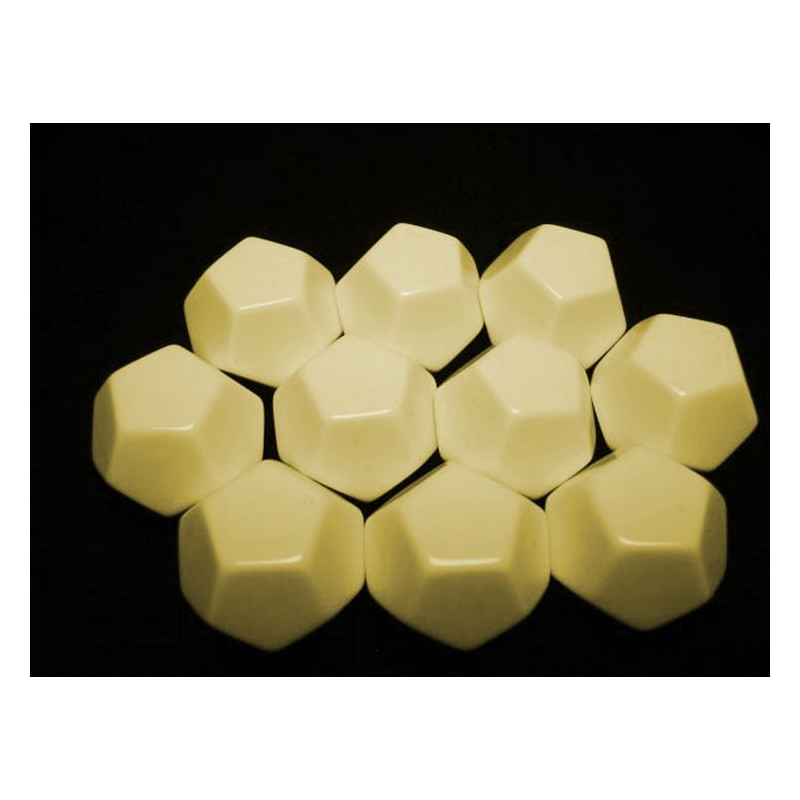 Opaque Polyhedral Ivory Blank 12-sided dice (10 unid)